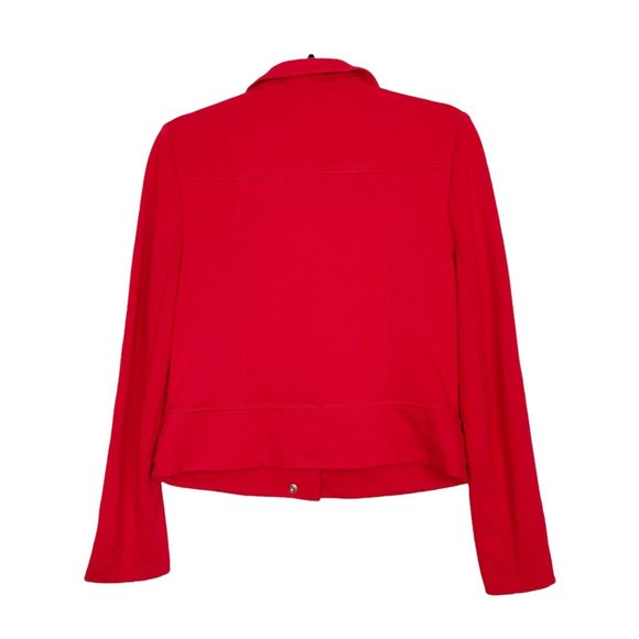 Cache Red Moto Biker Zip Up Jacket Women's Size 6 - Picture 2 of 10